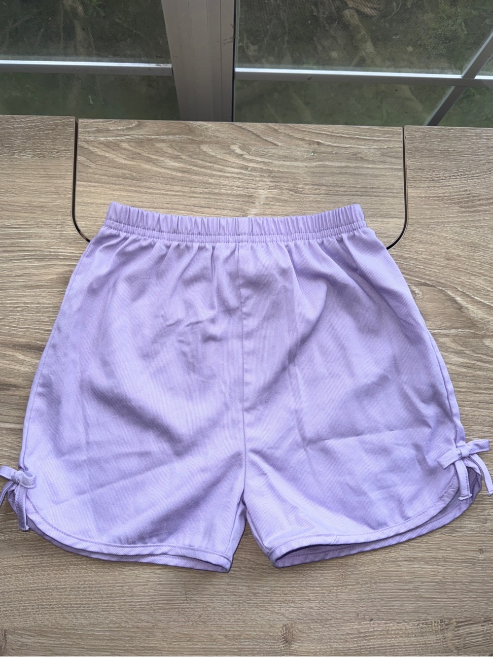 Kids Lavender Knit Shorts with Side Bows